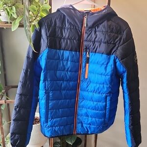Kids XXL 18/20 Navy And Royal Blue Hooded Puffer Jacket